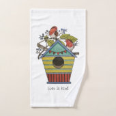 ブルーベリーとバードハウスを備えたロビンズ バスタオルセット (ハンドタオル)