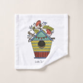 ブルーベリーとバードハウスを備えたロビンズ バスタオルセット (ウォッシュタオル)