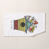 ブルーベリーとバードハウスを備えたロビンズ バスタオルセット (ハンドタオル)