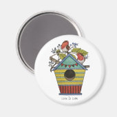 ブルーベリーとバードハウスを備えたロビンズ マグネット (正面/裏面)