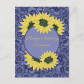 ブルーベリーとヒマワリ。ハッピーバースデー休日 ポストカード (正面)