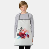 ブルーベリーとフラワーエフェクトオールオーバープリントエプロン エプロン (着用した状態)