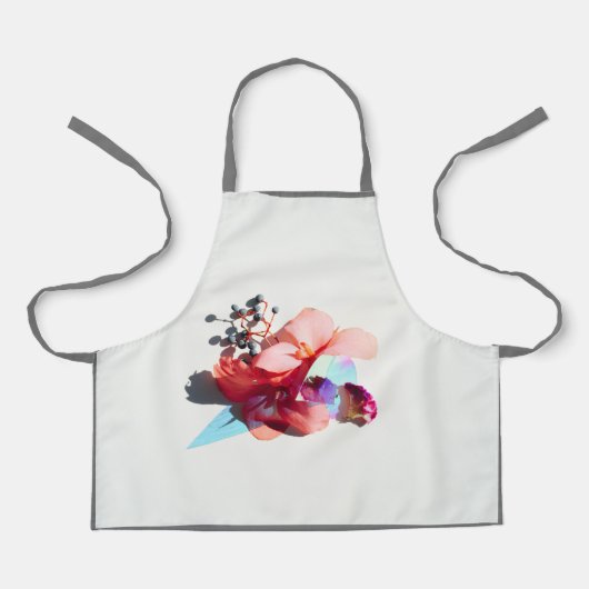 ブルーベリーとフラワーエフェクトオールオーバープリントエプロン エプロン (正面)