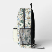 ブルーベリーとブルーバードライトブルー，ブラウン，クリーム プリントバックパック (右)