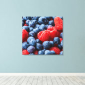 ブルーベリーとラズベリー キャンバスプリント (インサイチュ (ウッドフロア))