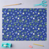 ブルーベリーと葉のパターン 薄葉紙 (クラフト)
