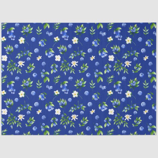 ブルーベリーと葉のパターン 薄葉紙 (正面)