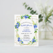 ブルーベリーと葉のブライダルシャワー ポストカード (スタンド正面)