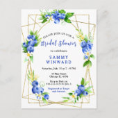 ブルーベリーと葉のブライダルシャワー ポストカード (正面)