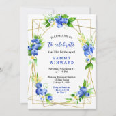 ブルーベリーと葉の誕生日パーティー 招待状 (正面)