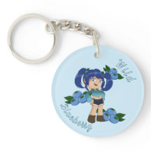 ブルーベリーのかわいいちびキャラのオーダーメイドキーチェーン