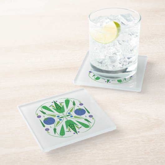 ブルーベリーのガラスコースターの守護者 ガラスコースター (アングル)