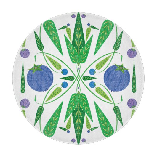 ブルーベリーのガラス切り板の守護者 カッティングボード (正面)