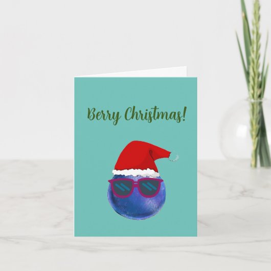 ブルーベリーのクリスマス ヴィーガン グリーティング カード (正面)