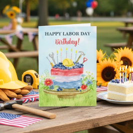ブルーベリーのハッピーラボーデー 誕生日ケーキ カード