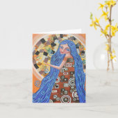 ブルーベリーのブロンドの女神の空白のなカード カード (黄色い花)