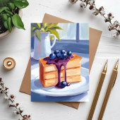 ブルーベリーのペストリーデザートケーキの水彩カード