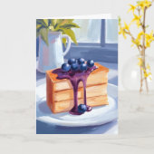 ブルーベリーのペストリー デザート ケーキ 水彩画 カード (黄色い花)