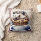 「ブルーベリーのマフィン枕を楽しんでかわいいハリネズミ クッション (ブランケット)