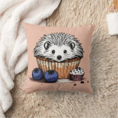 「ブルーベリーのマフィン枕を楽しんでかわいいハリネズミ クッション (ブランケット)