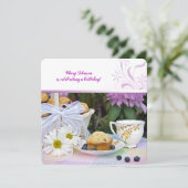 ブルーベリーのマフィン 誕生日 ブランシュ 招待状 (スタンド正面)