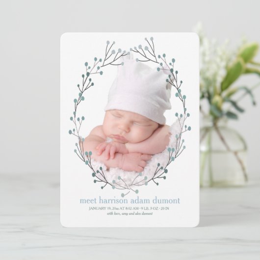 ブルーベリーの写真の誕生の発表 案内状 (スタンド正面)