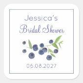 ブルーベリーの夏のウェディングシャワーデザイン スクエアシール (正面)