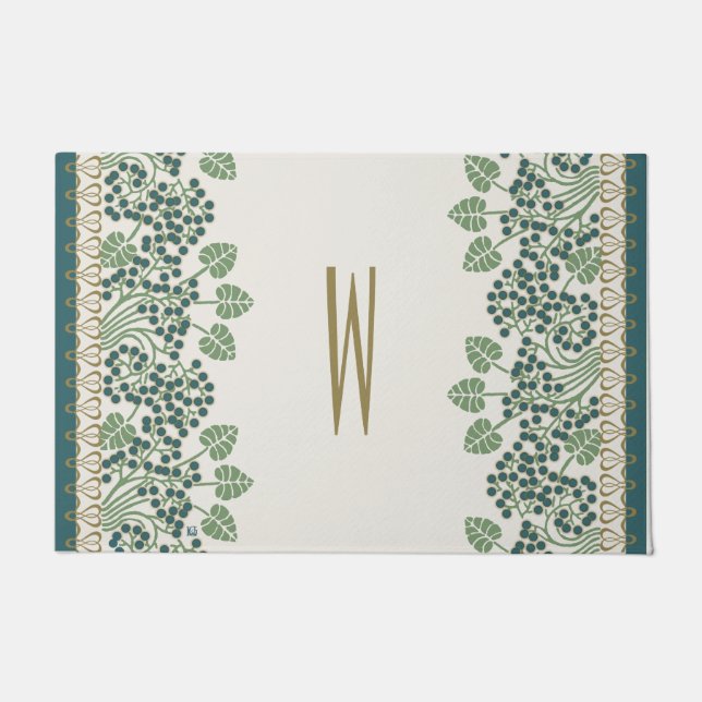 ブルーベリーの新しいのアールデコのドア・マット ドアマット (正面)