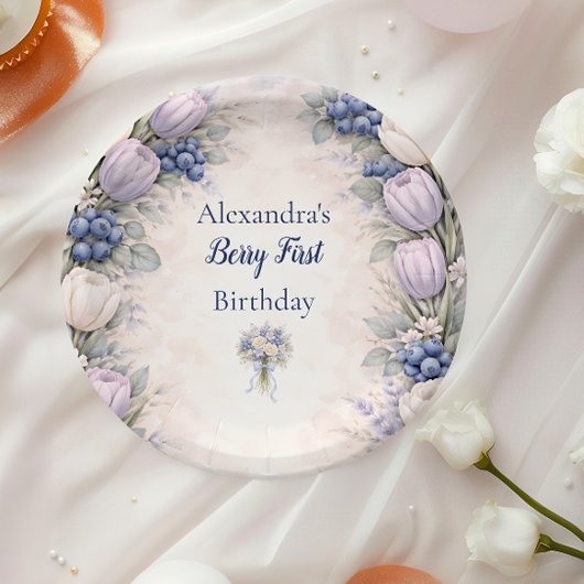 ブルーベリーの最初の花の庭 1歳の誕生日 ペーパープレート