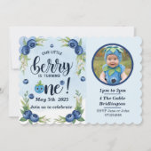 ブルーベリーの最初の誕生日ボーイズ1パーティー 招待状 (正面)