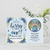 ブルーベリーの最初の誕生日ボーイズ1パーティー 招待状 (スタンド正面)
