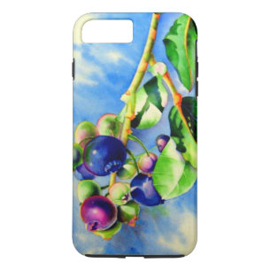 ブルーベリーの枝、水の絵画色の iPhone 8 PLUS/7 PLUSケース