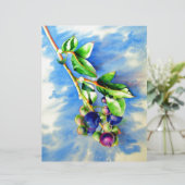 ブルーベリーの枝、水彩画 (スタンド正面)