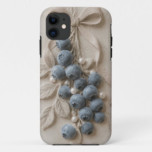 ブルーベリーの植物画プラスター レリーフ ウォールアート  Case-Mate iPhoneケース (裏面)