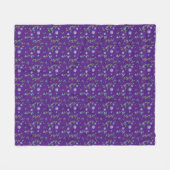 ブルーベリーの水彩柄かわいい女の子パープル フリースブランケット (正面(横))