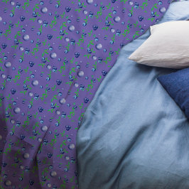 ブルーベリーの水彩柄かわいい女の子ラベンダー フリースブランケット