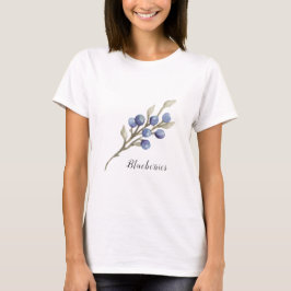 ブルーベリーの水彩画ボタニカルアート Tシャツ