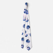 ブルーベリーの水彩画模様 ネクタイ (裏面)