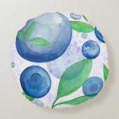 ブルーベリーの水色の果実 ラウンドクッション (裏面)