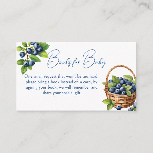 ブルーベリーの甘い赤ちゃんシャワー本のリクエスト エンクロージャーカード (正面)