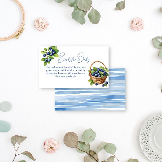 ブルーベリーの甘い赤ちゃんシャワー本のリクエスト エンクロージャーカード