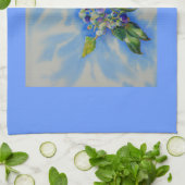 ブルーベリーの絵画水色 キッチンタオル (折り畳み)