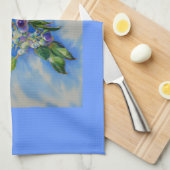 ブルーベリーの絵画水色 キッチンタオル (四つ折り)