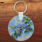 ブルーベリーの絵画水色 キーホルダー (正面)