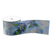 ブルーベリーの絵画水色 グログランリボン (リール)