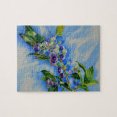 ブルーベリーの絵画水色 ジグソーパズル (横)