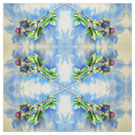 ブルーベリーの絵画水色 ファブリック (見本)