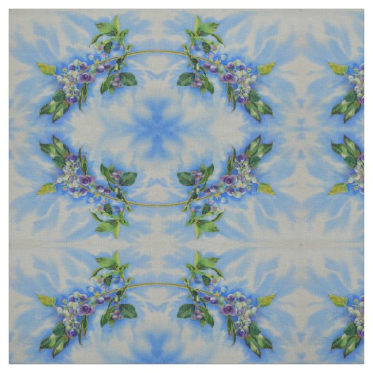 ブルーベリーの絵画水色 ファブリック (見本)