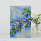 ブルーベリーの絵画水色 便箋 (スタンド正面)