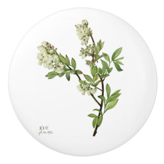 ブルーベリーの花の陶器ノブ セラミックノブ